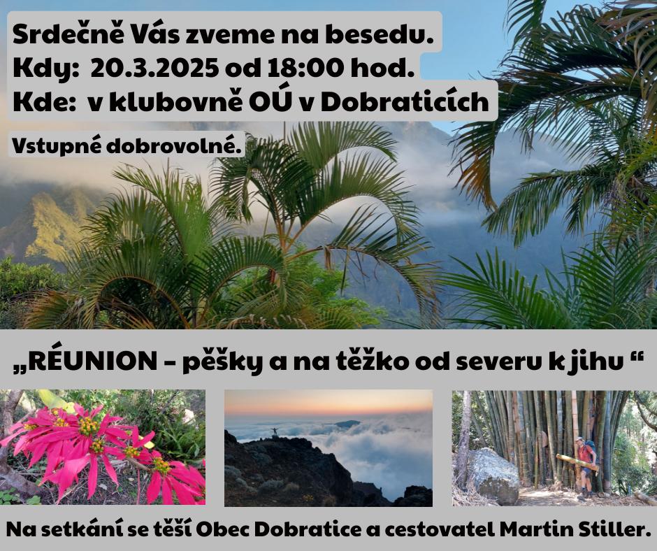 Beseda "Réunion - pěšky a na těžko od severu k jihu"